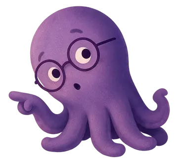 Una pulpo morada con gafas redondas, la mascota de Diverday.